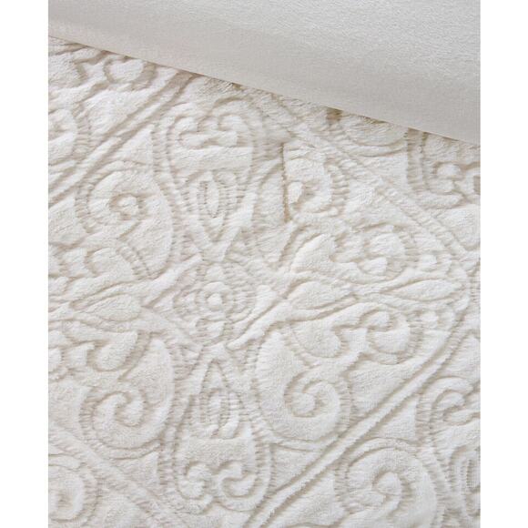 MADISON PARK BISMARCK KING COMFORTER SET PLUSH Faux Fur Bedspread and Shams - Picture 2 of 10